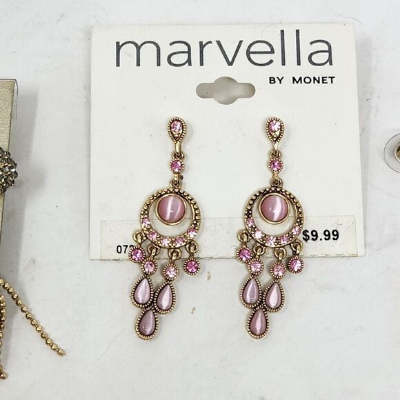 Gold Tone Drop Dangle Hoop Earring Lot AEL30a - Picture 8 of 9
